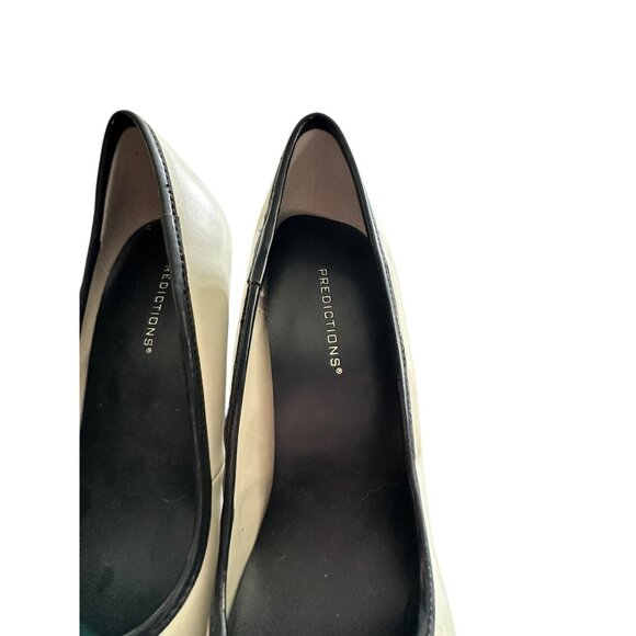 Black & Ivory Predictions Womens Heels Size 6w Round Toe Faux Leather Bow Detail - Picture 2 of 7